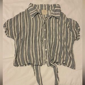 Button down Striped Crop Top